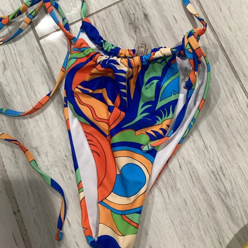 Women’s Multicolor Tie-String Bikini Top and Bottom